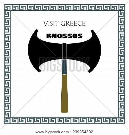 Knossos Symbol. Travel Greece Icon. Greek Landmark.