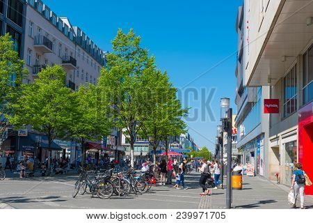 Berlin Germany - April 20. 2018: Wilmersdorfer Strase Street In City Of Berlin