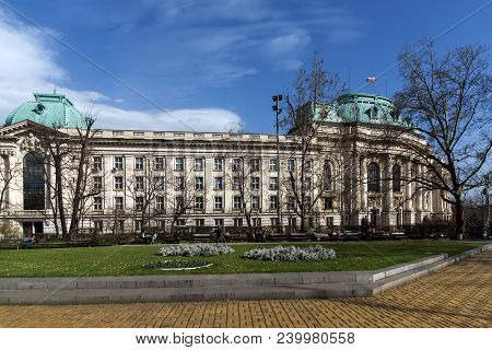 Sofia, Bulgaria - March 17, 2018: Amazing View Of University Of Sofia St. Kliment Ohridski, Bulgaria