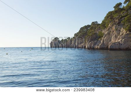 Beautiful Nature Of Calanques On The Azure Coast Of France. Calanques National Park Near Marseille. 