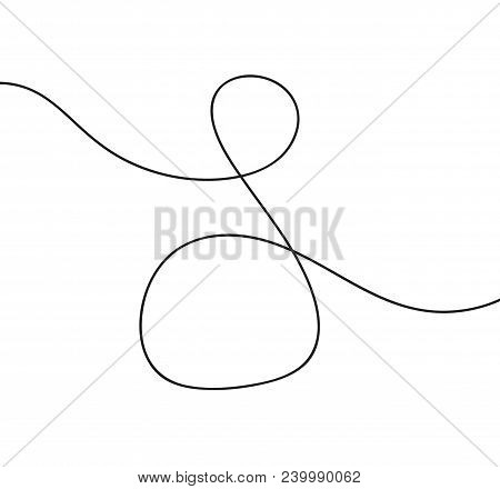 A Thread Drawn From The Hand. Hand Drawn Object From The Beginning And The End. Isolated Scrawl Sket