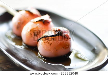 Bun Or Dango Or Sakura Dango With Sakura Flower Topping