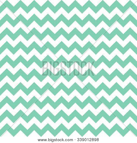 Abstract Geometric Green And White Zigzag Texture. Vector Illustration.