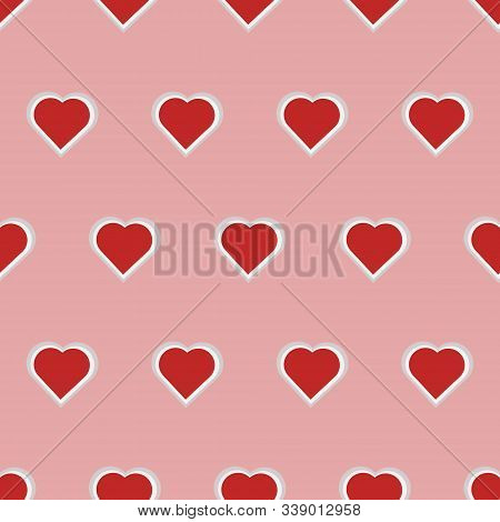 Seamless Pattern With Red Hearts. Vector Illustration.