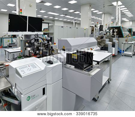 Moscow, Russia - Dec. 5.2019. Equipment In Mikron - The Largest Plant For The Production Of Chips. Z
