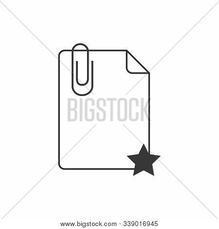 Paper Clip Attachment Icon With Star. Stock Vector Illustration Isolated On White Background.