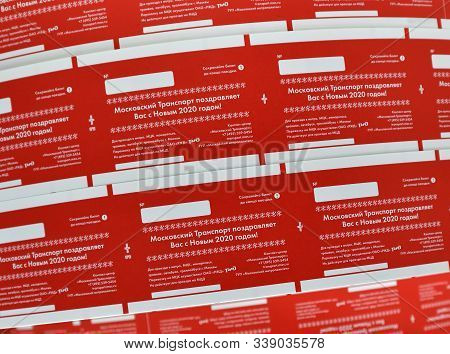 Moscow, Russia - Dec. 5.2019. Travel Card On All Types Of Public Transport In Rolls In Mikron - Plan