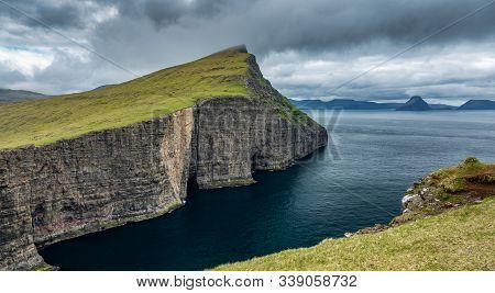 Sorvagsvatn Cliffs To The Ocean In Faroe Islands