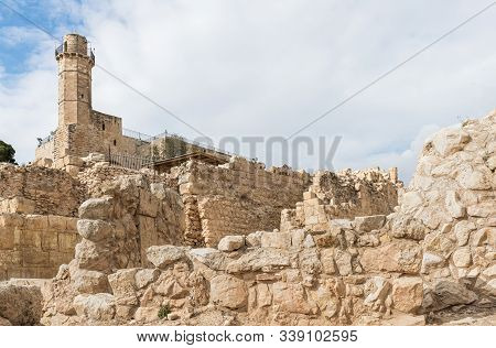 Jerusalem, Israel, December 07, 2019 : Archaeological Excavations Of The Crusader Fortress Located O