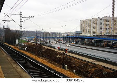 Krasnogorsk Moscow Region / Russia - December 11 2019. View From The Railway Station To Volokolamsk 