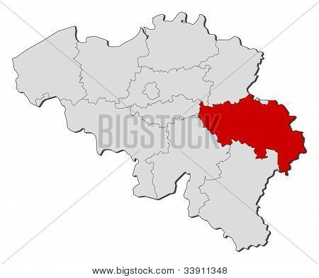 Map Of Belgium, Liège Highlighted