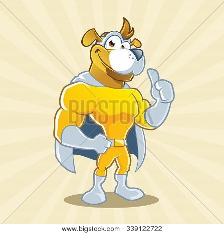 Cool Looking Dog Superhero Cartoon Character With Thumbs Up Sign