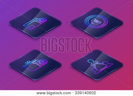 Set Isometric Line Envelope With Coin Dollar Symbol, Wallet With Coins, Coin Money With Euro Symbol 