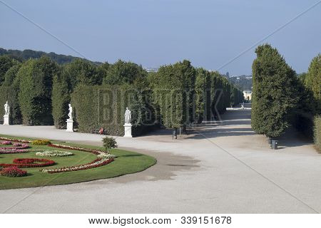 Vienna, Austria - 23 August, 2019: Schonbrunn Palace, German: Schloss Schonbrun, Baroque Summer Resi