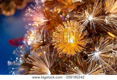 Christmas fiber optic decorated Tree with dectoration,holiday concept.