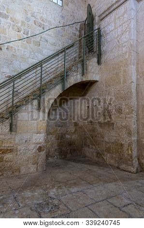 Jerusalem, Israel, December 07, 2019 : Stairs Leading To The Roof Of The Mosque And The Muslim Part 