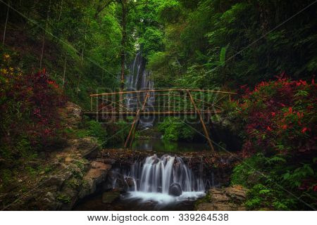 View of Labuhan Kebo Waterfall located in Munduk, Bali