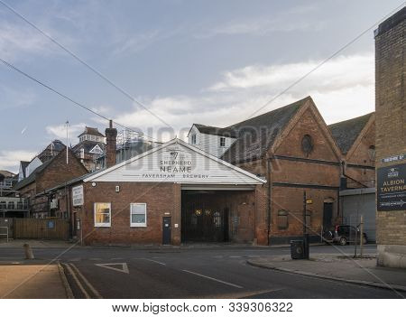 Faversham, Kent, Uk, November 2019 - The Shepherd Neame Brewery Building In The Medieval Market Town