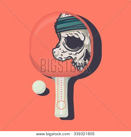 Ping Pong Racket With Ball. Table Tennis Sport Equipment Poster Vector Illustration For Table Tennis