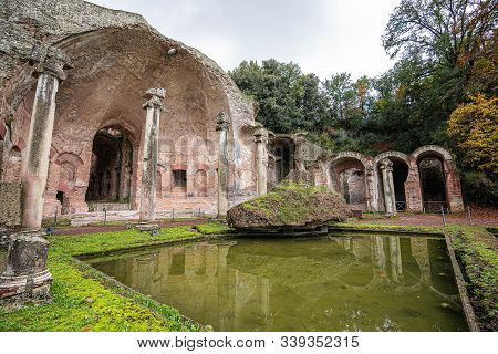 Ancient Pool Called Canopus In Villa Adriana (hadrian's Villa), Tivoli, Italy