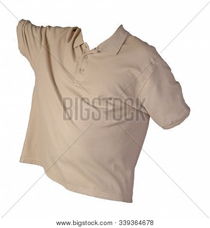 Short Sleeved Hakki T-shirt Isolated On White Background Cotton Shirt . Casual Style