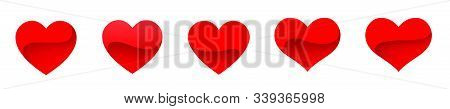 Ser Perfection Vector Hearts Set, Valentine Day The 14th Of February, Vintage Design. Red Heart - St