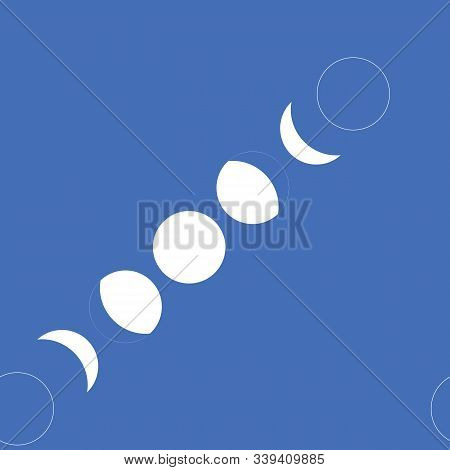 Blue Toned Moons And Stars Vector Seamless Repeat Pattern