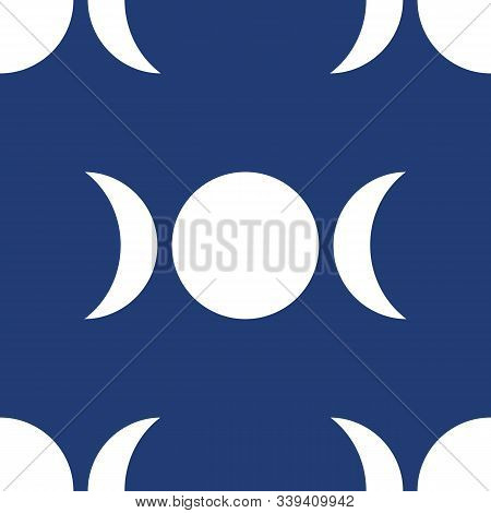 Blue Toned Moons And Stars Vector Seamless Repeat Pattern