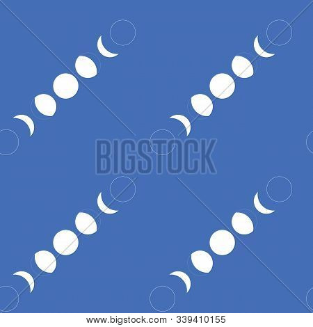Blue Toned Moons And Stars Vector Seamless Repeat Pattern