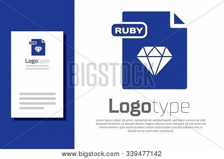 Blue Ruby File Document. Download Ruby Button Icon Isolated On White Background. Ruby File Symbol. L
