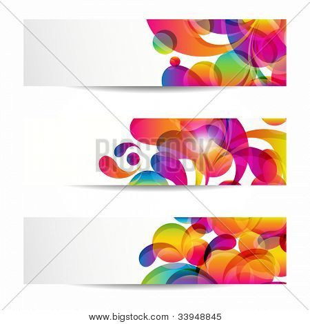 Abstract web banners with colorful arc-drop for your www design