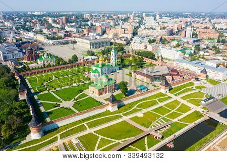 Panorama Of Tula City And Upa River Embankment, Kazanskaya Embankment And A Park In The Historical P