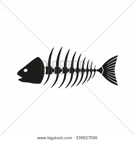 Isolated Illustration Of Black Fish Bone Icon. Vector.