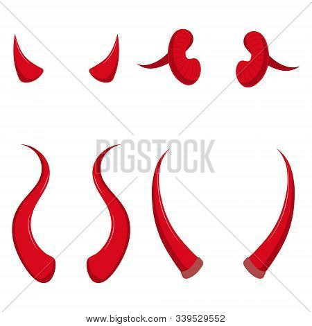 Vector Illstration Of Devil Horns Set. Isolated.