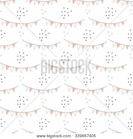 Vector Repeat Pattern With Party Flags And Dots