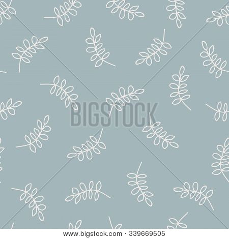 Floral Pattern With Branches On Green Background