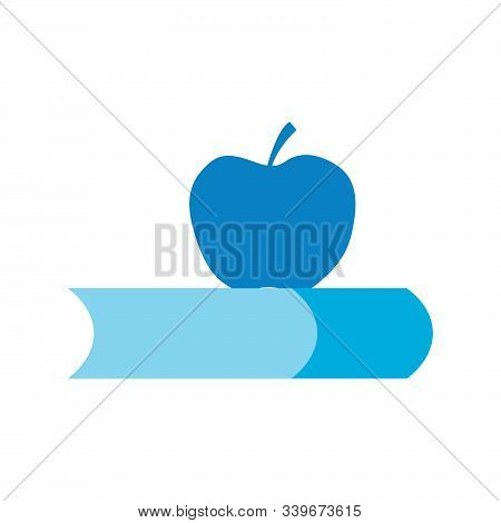 Apple And Book - Education Symbol. Stock Vector Illustration Isolated On White Background.