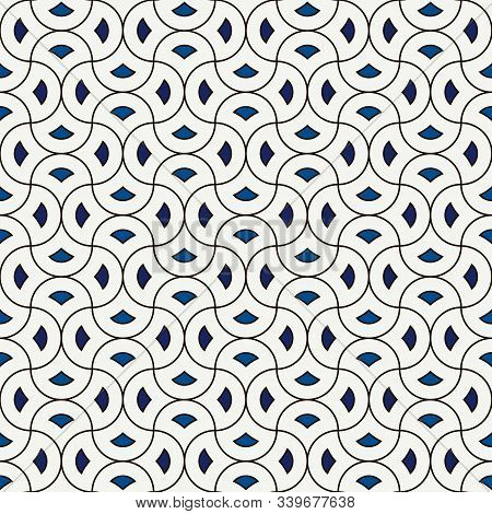 Ogee Drop Ornament. Repeated Maroccan Scales Mosaic Tiles. Scallop Shapes Motif. Oriental Traditiona