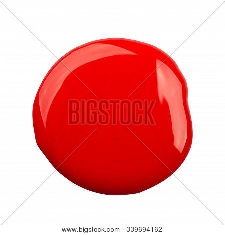 Big Smooth Red Drop Of Nail Polish. Clipping Path, Isolated.