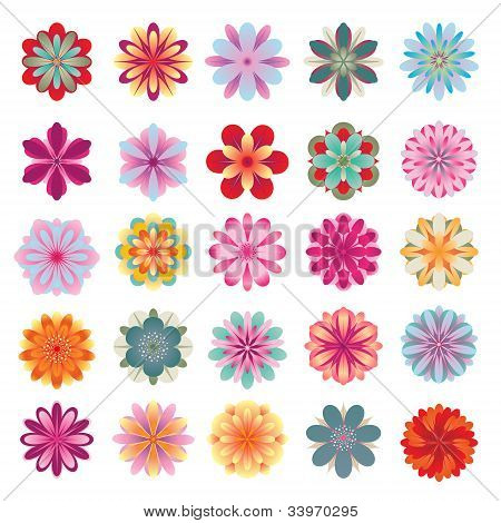 Sada barevných květin ikon