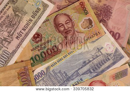 A Composition Of Vietnamese Dong, Vnd Banknotes Providing Great Options To Be Used For Illustrating 