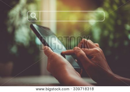 People Hand Using Mobile Phone Or Smartphone Searching For Information In Internet Online Society We
