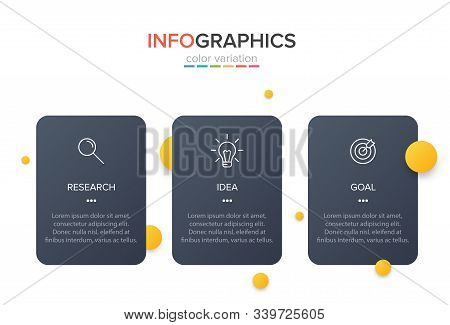 Concept Of Arrow Business Model With 3 Successive Steps. Three Colorful Design Elements. Timeline De