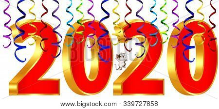 Red And Gold Threedimensional Number 2020 New Year