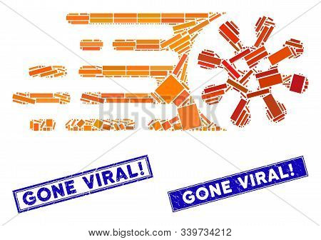 Mosaic Gone Viral Pictogram And Rectangle Gone Viral Exclamation Watermarks. Flat Vector Gone Viral 
