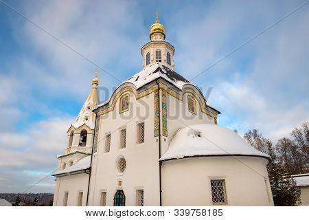 Winter View Of The Church Of The Assumption Of The Blessed Virgin Mary In The Village Of Uspenskoe. 