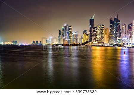 Dubai Skyline View  At Night, Dubai, United Arab Emirates
