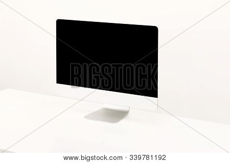 Clean Minimalistic Workplace On White Background. Nobody.
