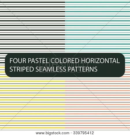 A Vector File Of Four Pastel Colored Horizontal Striped Seamless Patterns.