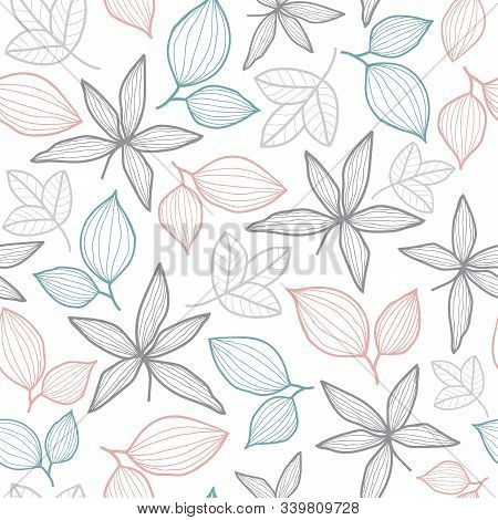 Vector Pattern With Colorful Leaves On White